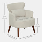 HOMCOM Accent Chair with Solid Wood Legs - Lumbar Pillow - Thick Seat for Living Room - Cream/White-Eucalyptus wood frame and rubber wood legs promise robust construction 
