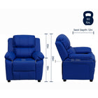 Flash Furniture Deluxe Padded Contemporary Vinyl Kids Recliner with Storage Arms - Blue-Headrest Cover