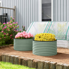 Outsunny Round Raised Garden Bed - Dia. 35" x 22" H - Green - 2 Pack-Open bottom for direct contact with soil. No water build-up in bottom 