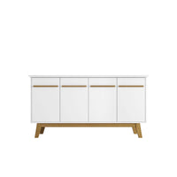 Manhattan Comfort Yonkers 62.99" Mid-Century Modern Sideboard - White-Mid-Century Modern Buffet Stand for Dining and Living Room Use