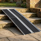 HOMCOM 10' Wheelchair Ramp with Non-Skid Layering - Black-Plastic anti-slip grip surface for great loading safety 