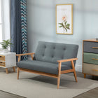 HOMCOM 45" Loveseat Sofa with Rubber Wood Legs - Dark Grey-Thick foam padded seat and back cushions to sink in comfortably