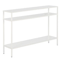 Hudson&Canal Ricardo 42"W Console Table with Metal Shelves - Matte White-A modern contemporary design for your entryway, living room, den, and more