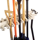 Suncast Tool Rack with Wheels - Taupe-Side access tool slots with clip to keep tools secure, no need to lift out of the rack. 