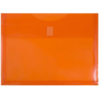 JAM Paper Plastic Envelopes with VELCRO Brand Closure - 9.75" x 1" - Orange Poly - 12 Pack-Orange