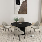 Manhattan Comfort Gracie 24.2" Modern Leatherette Upholstered Dining Chair - Stone and Black - Set of 4-Frame and Legs Features Choice of Fully Welded Black Steel or Gold Stainless Steel