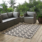 Modway Cerelia Moroccan Trellis Indoor/Outdoor Area Rug - 4 ft W x 6 ft L - Grey/Beige-Tight Low Pile Weave