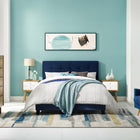 Modway Amira Performance Velvet Full Bed - Midnight Blue-Non-Marking Foot Caps