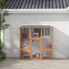 PawHut 70.5" H Outdoor Wooden Catio Cat House Enclosure - Orange-A door for easy access 