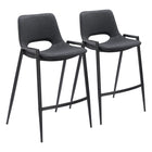 Zuo Desi Counter Stool - Black - Set of 2-Armrest support