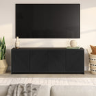 Hudson&Canal Renad TV Stand for TV's up to 78" - Black Grain-Constructed of sturdy MDF materials in a handcrafted alder white finish