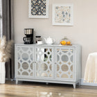 HOMCOM 47.2" L Mirrored Sideboard Buffet Cabinet - Gray-Inner shelf in the single door cabinet is 3-level adjustable to suit items of various heights