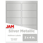 JAM Paper Mailing Address Labels, 2" x 4", Silver Metallic, 120 Pack (40732539)-Mailing address labels