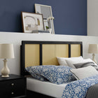 Modway Delmare Cane Full Headboard - Black-Linear Wood Detail