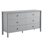 Modway Emmeline Scalloped 6-Drawer Dresser - Light Grey-Scalloped Edge Detail