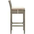Modway Conduit Outdoor Patio Wicker Rattan Bar Stool - Light Gray Beige - Set of 2-Synthetic PE Rattan Weave