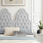Modway Alexandria Tufted Performance Velvet Twin Platform Bed - Light Grey-Reinforced Center Beam and Support Legs