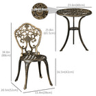 Outsunny 3-Piece Aluminium Garden Bistro Set with Parasol Hole - Bronze-Cast aluminium frames for strength 