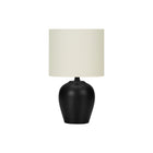 Monarch Specialties 17" H Table Lamp - Black Ceramic / Ivory / Cream Shade-With a transitional design, this smooth black ceramic 17"h table lamp with a round jar shaped base and topped with an ivory fabric drum shade, brings a fashionable style to any living room, bedroom, or office space