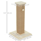 PawHut 32" Cat Scratching Post with Sisal Teasing Ball - Beige-Made of quality particleboard for stable standing 
