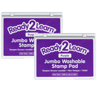 Ready 2 Learn Jumbo Washable Stamp Pad - Purple - 6.2" L x 4.1" W - 2 Pack-Mess-Free Art Time: The ink in this stamp pad washes off skin with soap and water, which makes clean-up quick and easy.