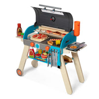 Melissa & Doug Deluxe Grill & Pizza Oven Playset-Fire up imaginative pretend play with a wooden BBQ grill, smoker, and pizza oven play set, complete with wooden and felt play food and condiments, durable utensils, frying pan, and wooden pizza paddle