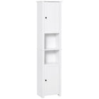 HOMCOM Tall Bathroom Storage Cabinet with Two-Tier Shelf and Two Doors - White-Elegant design, ideal for bathroom, kitchen, and more    