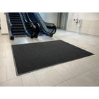 Edgewood Supreme Knob Heavy Traffic Entrance Mat - 3' 6" W x 10' L - Charcoal with Black Edging -100% Asota solution-dyed UV stabilized polypropylene needlepunch loop pile with rubber backing