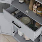 HOMCOM 72" H Tall Kitchen Pantry Cabinet with Barn Doors and Drawer - Grey-Melamine coated surface resists scratches amd easy cleaning 