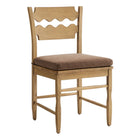 Modway Jax Oak Wood Dining Chair With Wavy Razor Back and Cushion - Weathered Oak Cocoa-Solid Oak Dining Chair