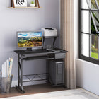HOMCOM 35.4" Computer Desk with Keyboard Tray - Black-Space saving and practical furniture suitable for office, home, dorm room and more