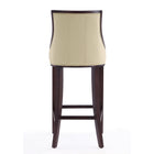 Manhattan Comfort Fifth Avenue 19" Traditional Faux Leather Upholstered Barstool - Cream and Walnut-Delivered to you Fully Assembled! No Assembly Required