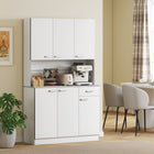 HOMCOM 71" H Modern Freestanding Kitchen Buffet Cabinet with Hutch - White-Adjustable shelves allow you to store larger items, without worry if they will fit 