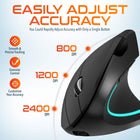 Delton S12 Wireless Rechargeable Ergonomic Computer Mouse - Right Handed - Black-Utilizes an optical sensor for precise tracking and navigation on various surfaces.
