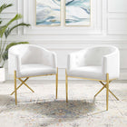 Modway Savour Performance Velvet Accent Dining Armchair - White - 2 Pack-Stain-Resistant Performance Velvet