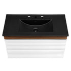 Modway Render 36" Wall-Mount Bathroom Vanity - White/Walnut/Black-Ceramic Sink Basin