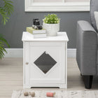 PawHut Cat Litter Box Enclosure End Table - White-Covered cat box helps trap odors 