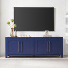 Hudson&Canal Chabot TV Stand for TV's up to 75" - Dark Blue-Constructed of sturdy MDF materials in a handcrafted dark blue finish