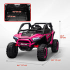 Qaba 2 Seater 24V 7AH Ride on Truck w/ Spring Suspension - Pink-Suitable for varied terrains smoothly with spring suspension 