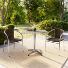 Flash Furniture 31.5'' Square Aluminum Indoor/Outdoor Table, 2 Rattan Chairs (TLH32SQ020CHR2)-31.50"W x 31.50"D x 27.25"H/square