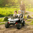Qaba 2 Seater 24V 7AH Ride on Truck w/ Spring Suspension - White-Adjustable speed suits child's comfort at 3.1-4.3 mph (5-7 km/h) 