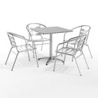 Flash Furniture 27.5" Square Aluminum Indoor-Outdoor Table Set with 4 Slat Back Chairs-Table and Chair Set