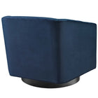 Modway Twist Accent Lounge Performance Velvet Swivel Chair - Midnight Blue-Black Metal Swivel Base