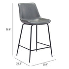 Zuo Byron Counter Stool - Grey-8