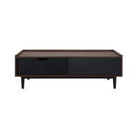 Manhattan Comfort Duane 47.24" Mid-Century Modern Coffee Table - Dark Brown and Black-Mid-Century Modern Coffee Table for Living Room Use