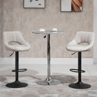 HOMCOM Adjustable Height Swivel Bar Stools - Cream - 2 Pack-Linen fabric upholstery and curved backrest provide optimal comfort
