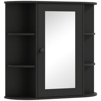 HOMCOM Wall Mount Medicine Cabinet with Mirror - Black-The bathroom cabinet doesn't take much space while providing ample storage space   