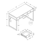 Monarch Specialties 7366 48" Computer Desk - Espresso/Silver Metal-Ample desk space for a laptop and other office essentials