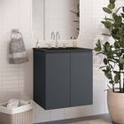 Modway Bryn 24" Wall-Mount Bathroom Vanity - Grey/Black-Melamine and Particleboard Construction