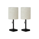 Monarch Specialties 17" H Contemporary Table Lamp - Black Metal / Beige Shade - Set Of 2-Brighten up your office, livingroom, entryway, or bedroom with this set of 2 sleek and compact 17"h contemporary accent table lamps in a black metal finish, topped with simple beige fabric, cylinder drum shades